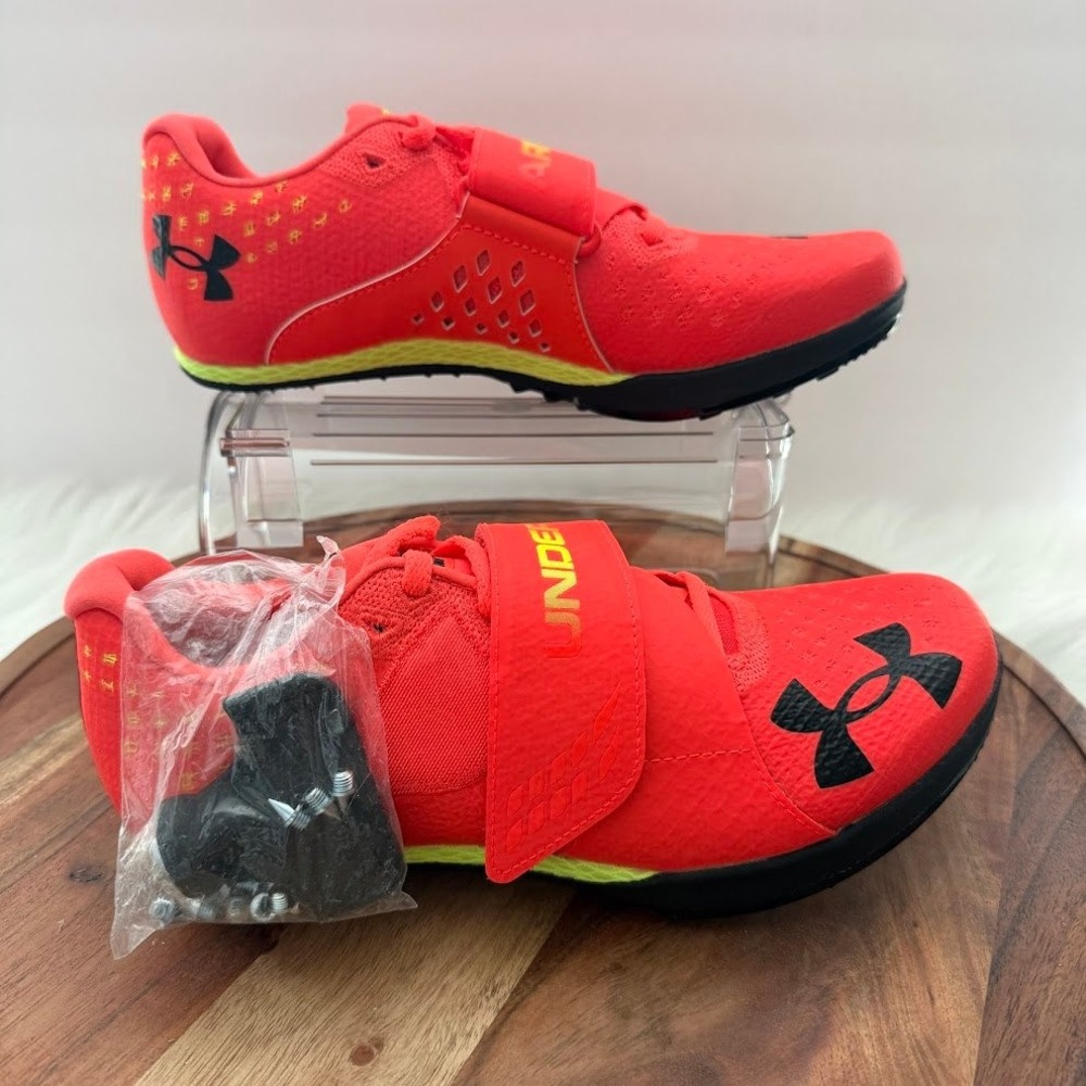 Under Armour HOVR Skyline LJ Track Spikes Red Neon Mens 8 Womens 9.5 3021863-601